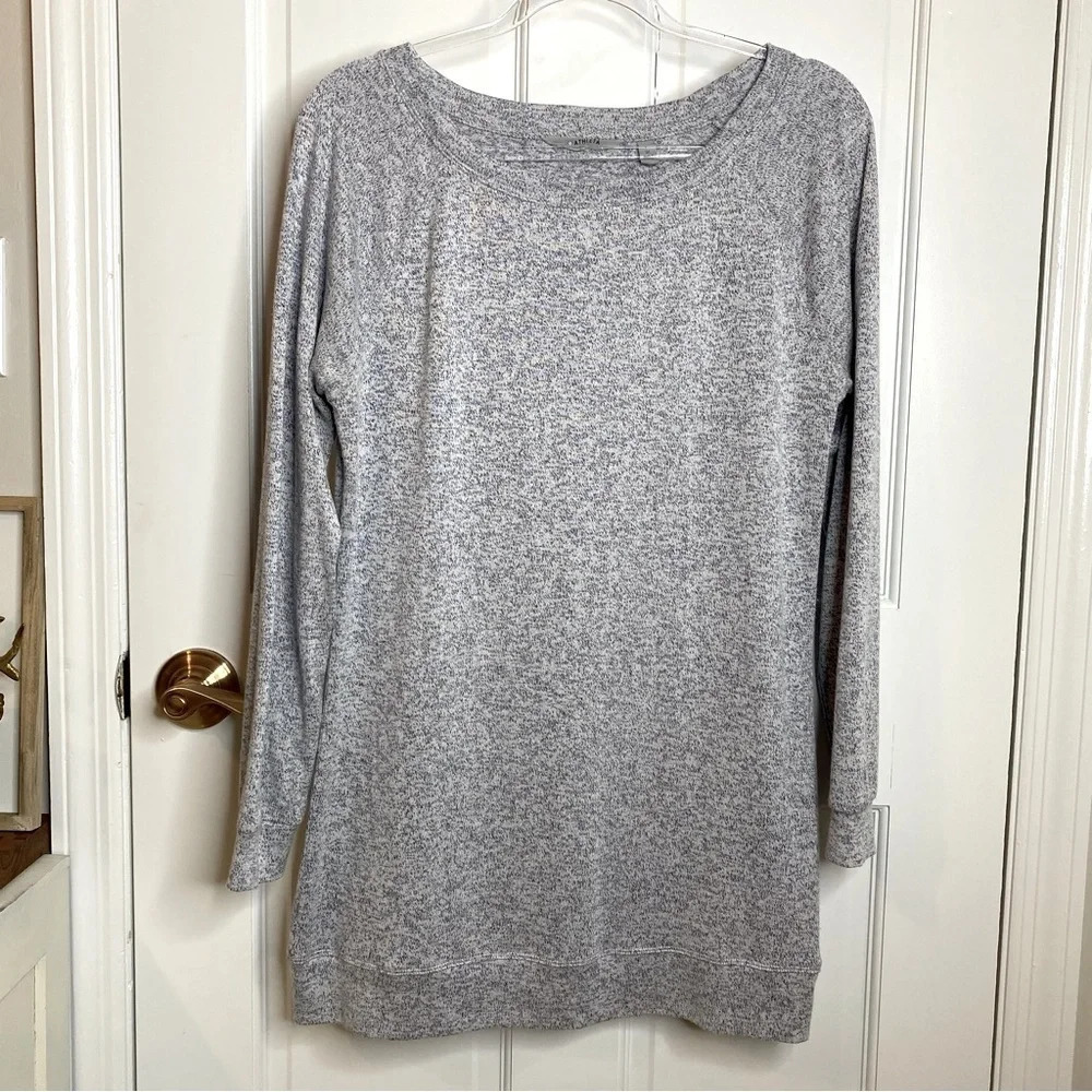Athleta Luxe Pose Gray Purple Marled Long Sleeve Scoop Neck Tunic Top Me… - Picture 2 of 11